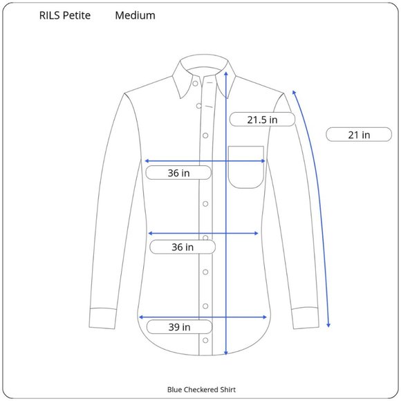 RIS Petite Blue Checkered Crop Top in Size Medium - Picture 4 of 4